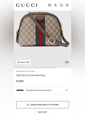❤️ AUTHENTIC GUCCI OPHIDIA GG SMALL DOME SHOULDER CROSSBODY BAG W/ RECEIPT ❤️